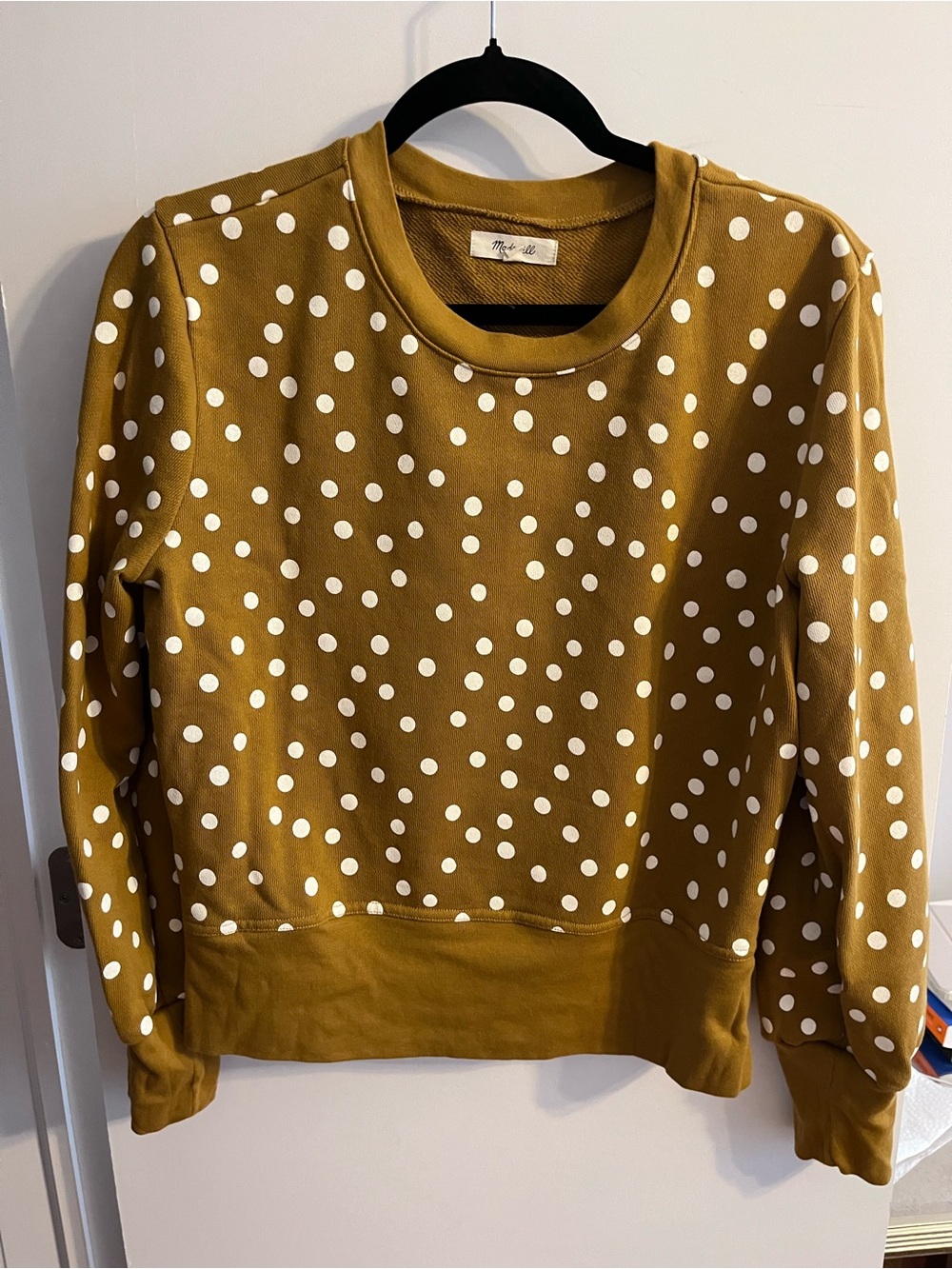 Maeve Mustard Polka Dot Crewneck Sweatshirt
